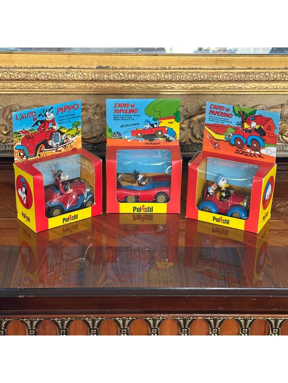 1970s L'Auto Di Topolino Vintage Disney Car Toys; Mickey, Goofy, and Donald